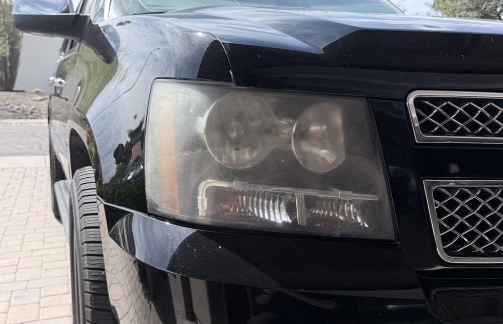 Chevy Tahoe headlight before restoration