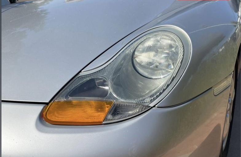 Porsche Boxster headlight after restoration