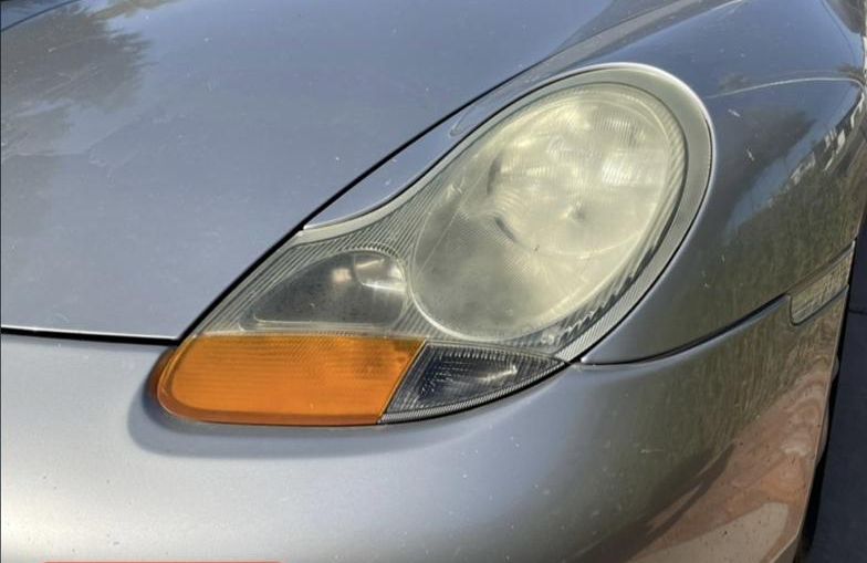 Porsche Boxster headlight before restoration