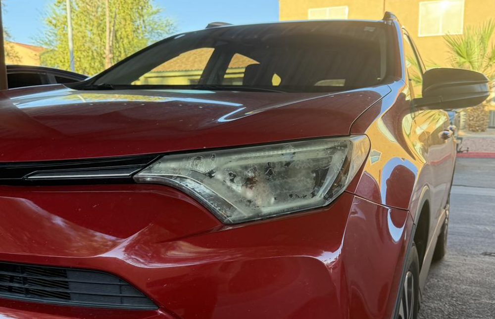 Toyota RAV4 headlight before restoration