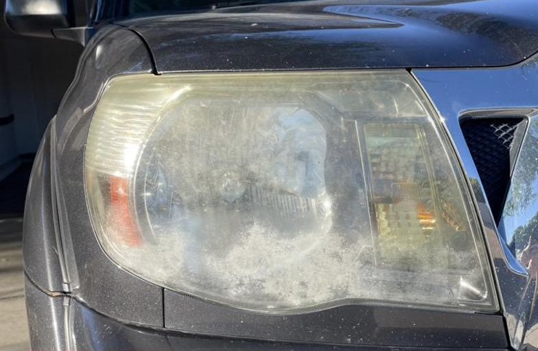 Toyota Tacoma headlight before restoration